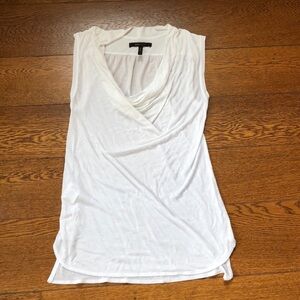 BCBG Maxazria Draped Sleeveless Tunic Top White S